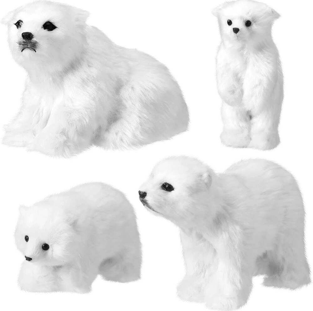 Yinder 4 Pcs Christmas Polar Bear Ornament Large White Wearing...